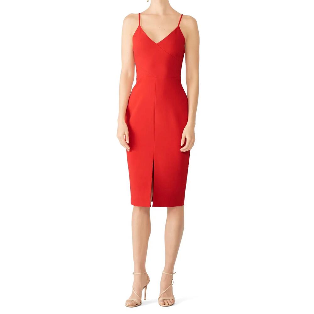 Likely Brooklyn Scarlet Red Sleeveless V-Neck‎ Slit Cocktail Dress Size 4 NWT